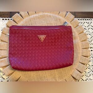 Guess Burgundy and Beige Clutch